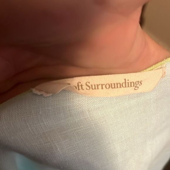 Soft Surroundings Blue 100% Linen Top Minimalist Boho Lagenlook Coastal Beach - Picture 10 of 10